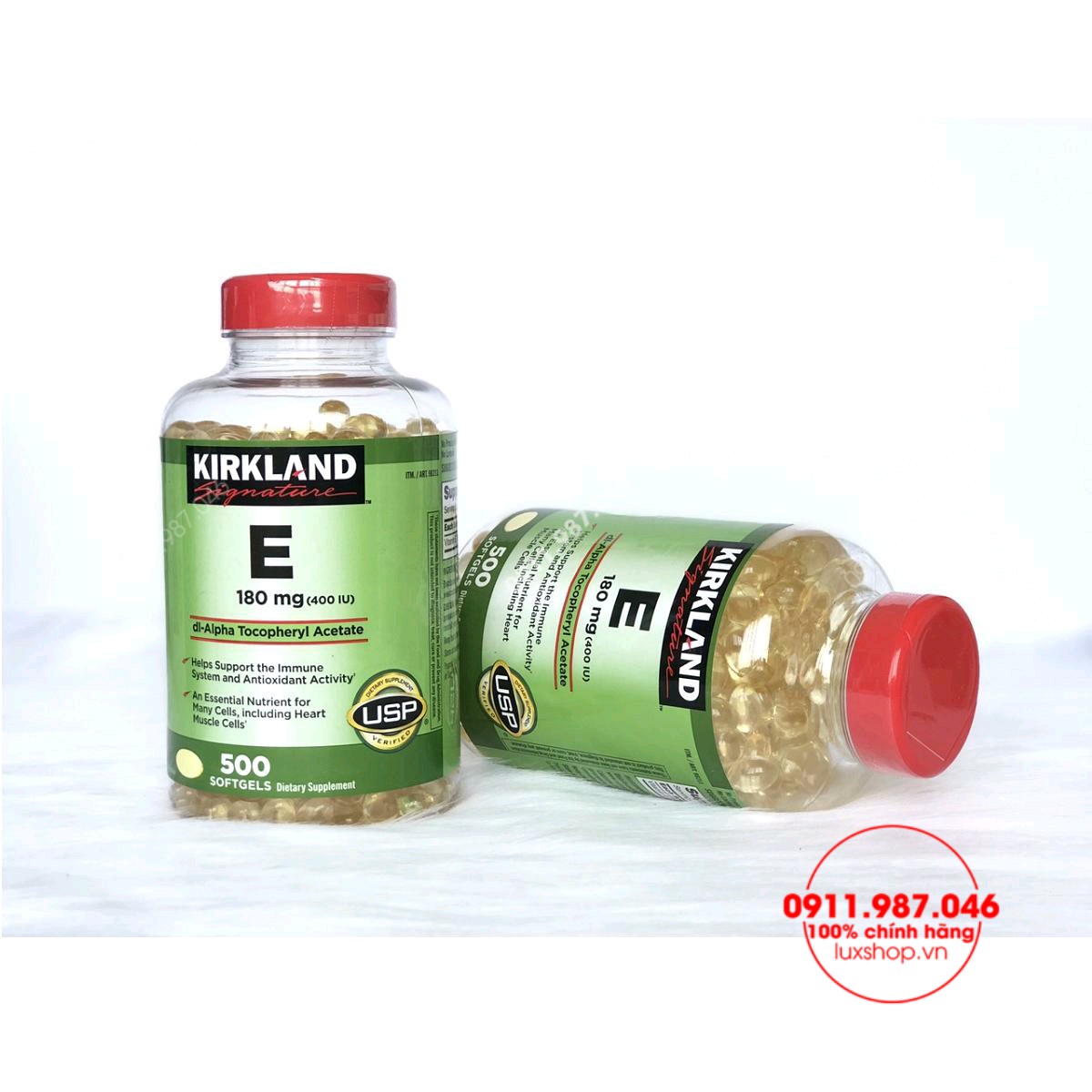 Viên uống Kirkland Vitamin E 400 IU 500 viên đẹp da chống lão hóa chính hãng (Mỹ)