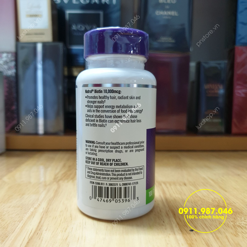 Viên uống Natrol Biotin 10.000mcg 100 viên chính hãng (Mỹ)