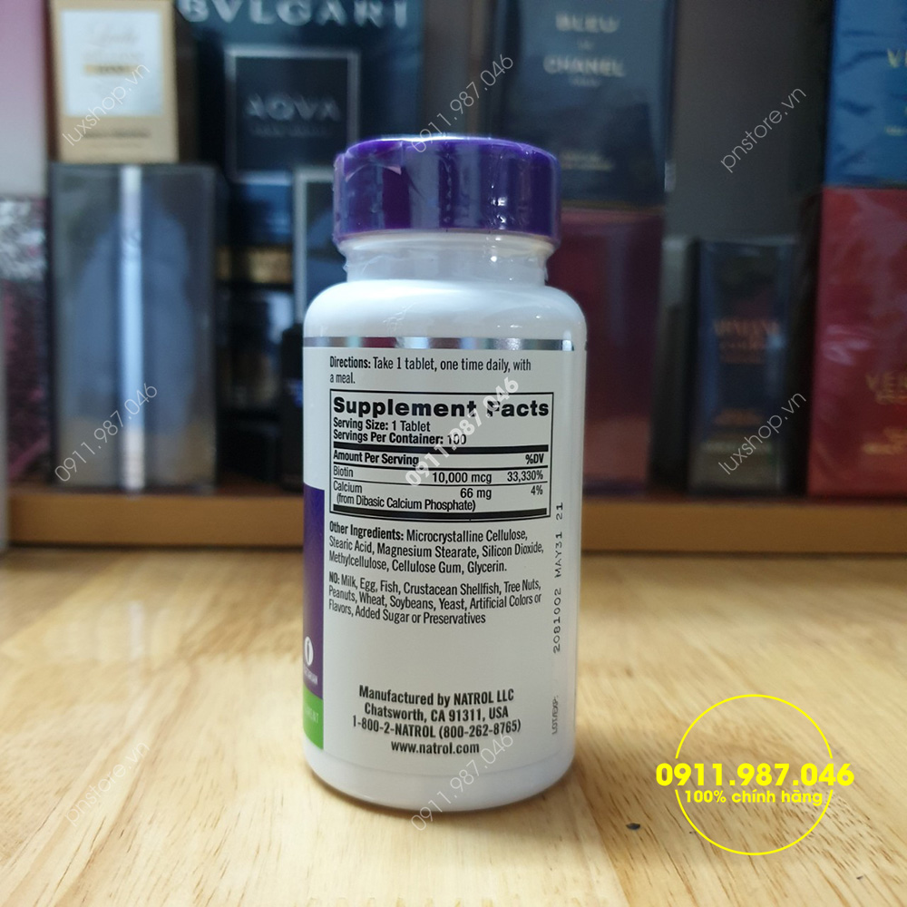 Viên uống Natrol Biotin 10.000mcg 100 viên chính hãng (Mỹ)