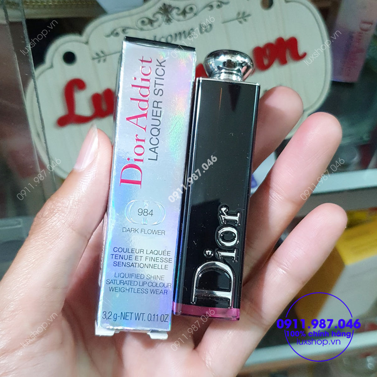 Son dưỡng Dior 984 Dark Flower đỏ mận chính hãng (Pháp)
