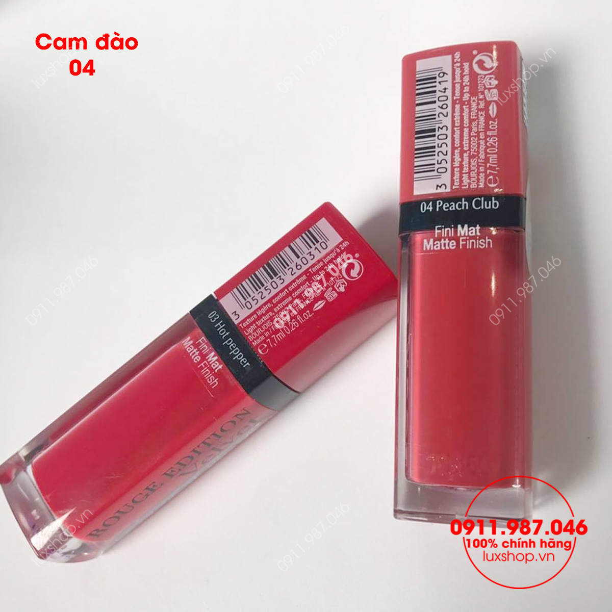 Son môi Bourjois Rouge Edition Velvet #04 cam đào Peach Club chính hãng (Pháp)