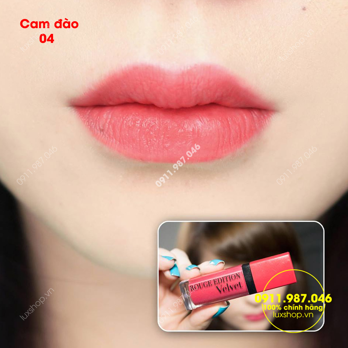 Son môi Bourjois Rouge Edition Velvet #04 cam đào Peach Club chính hãng (Pháp)