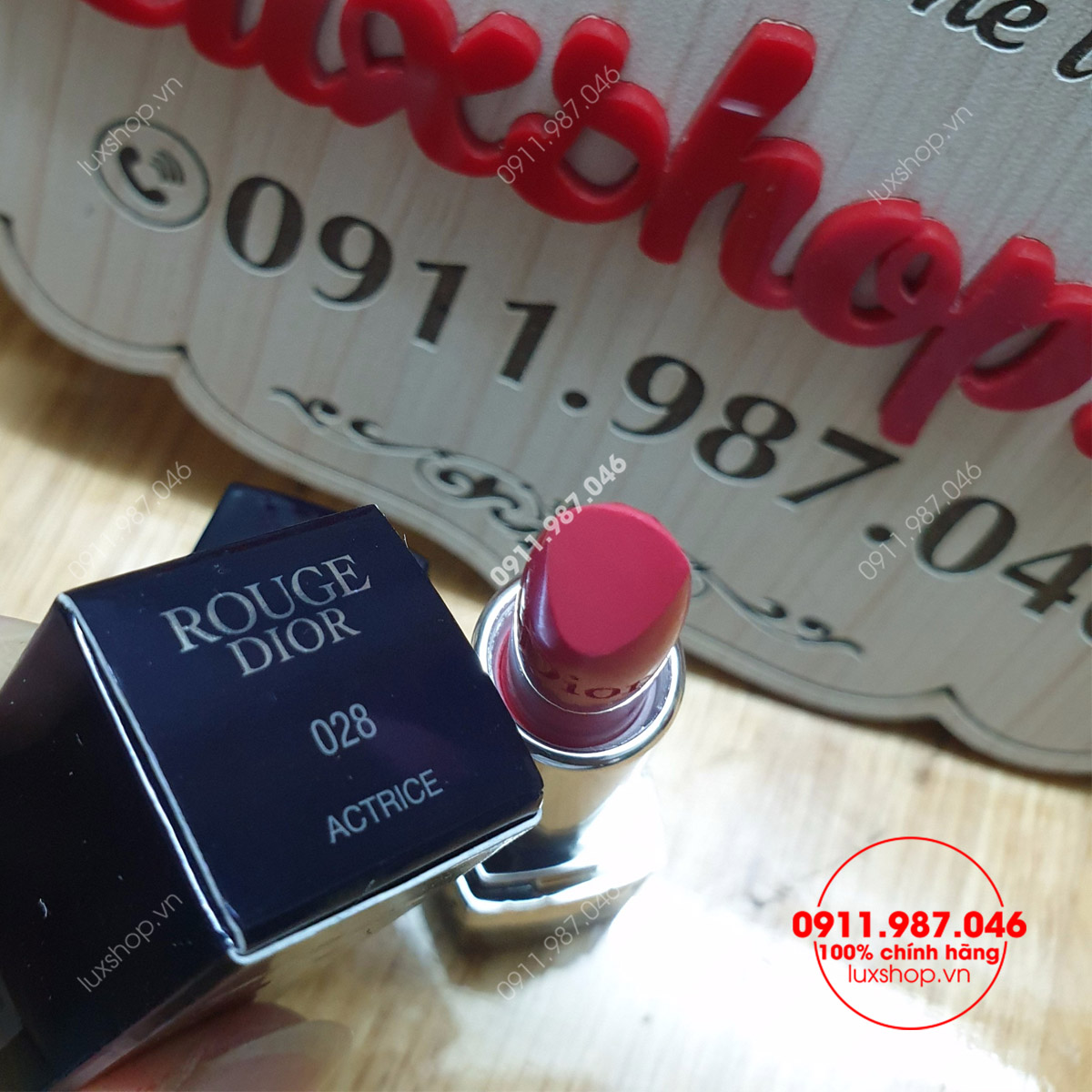 Son môi Dior Rouge 028 Actrice màu hồng đỏ ánh cam mini 1.5g chính hãng (Pháp) 