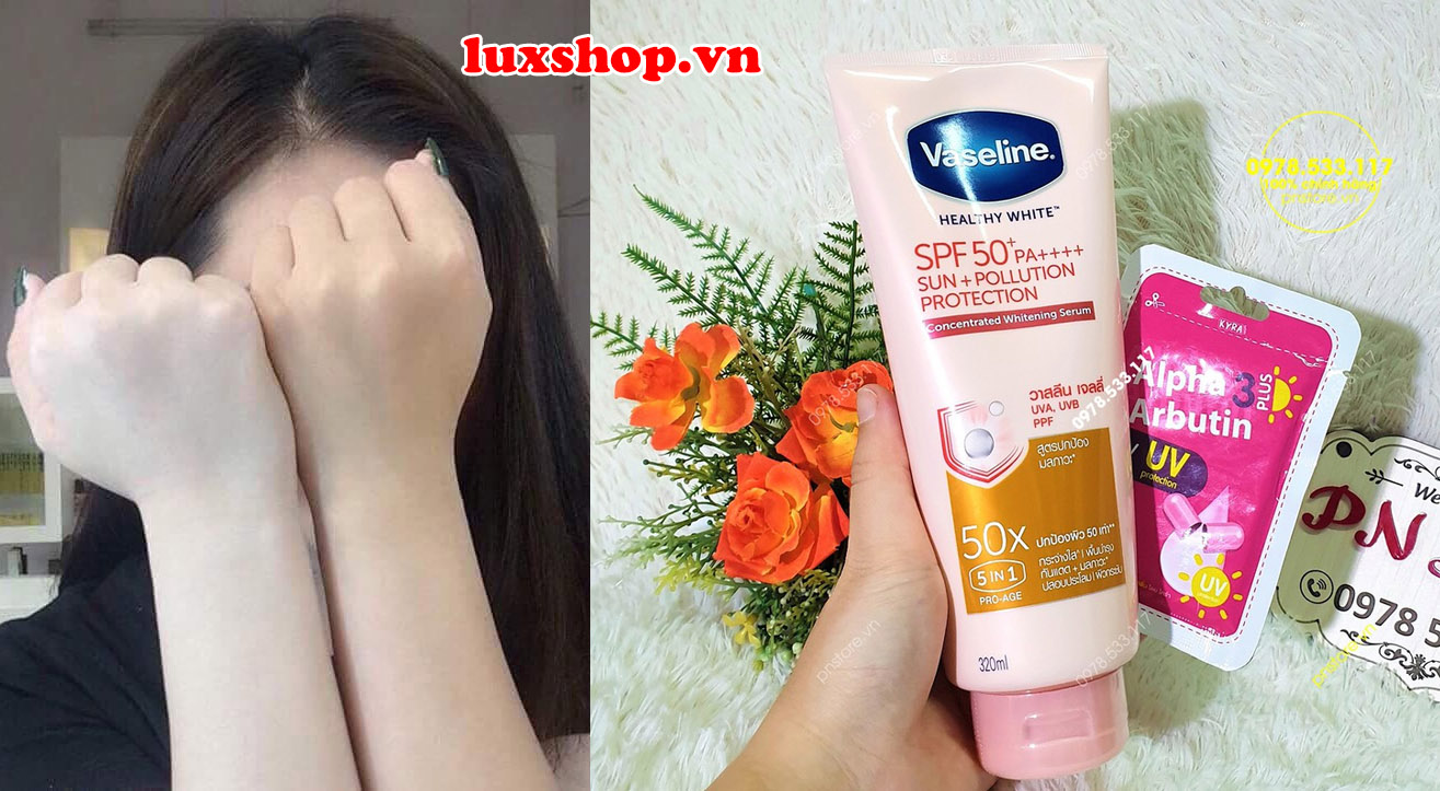 combo-duong-trang-da-vaseline-50x-va-vien-kich-trang-da-alpha-arbutin-chinh-hang-thai-lan