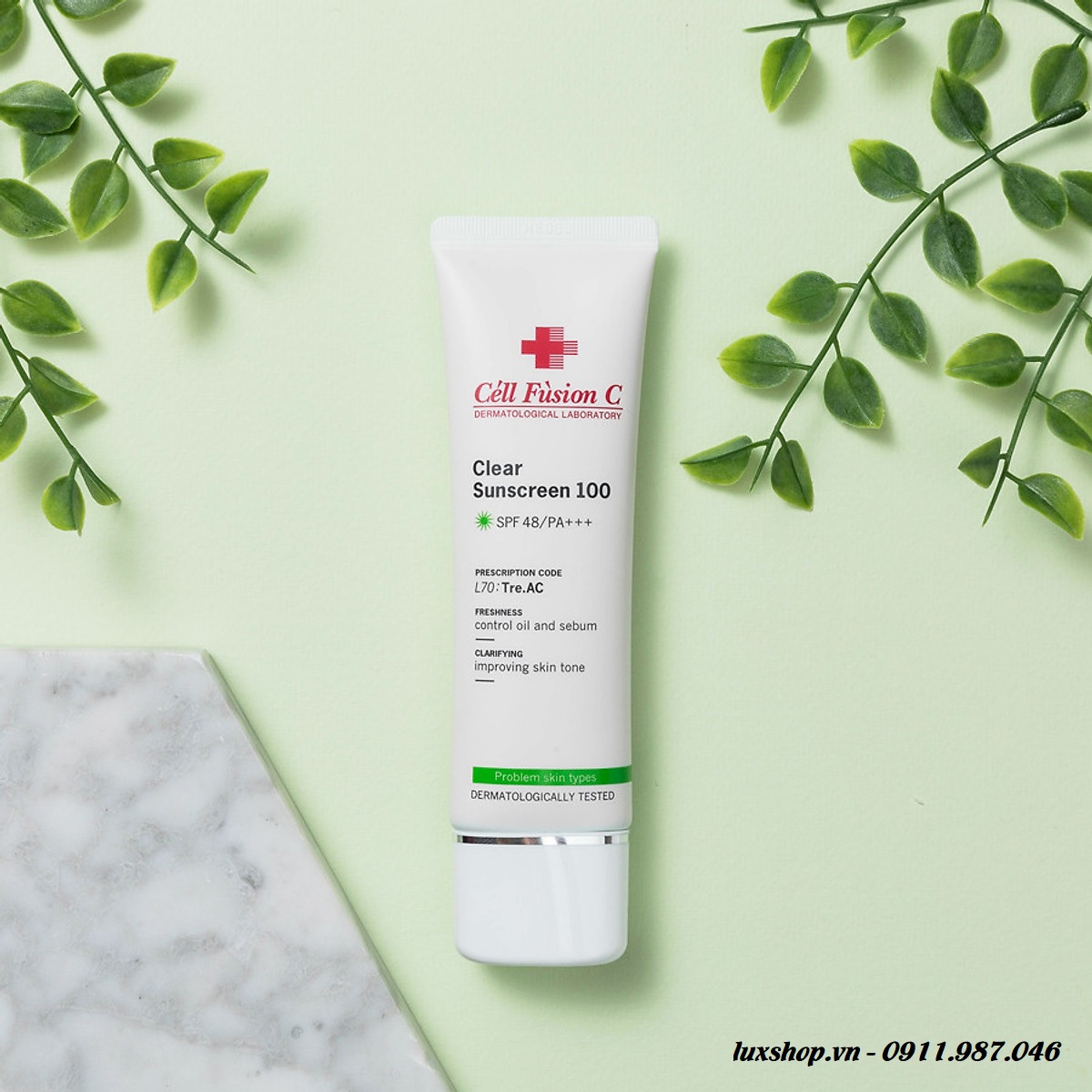 Kem chống nắng Fusion C Clear Sunscreen 100 SPF 48+/PA+++ cho da dầu và mụn chính hãng (Hàn Quốc)