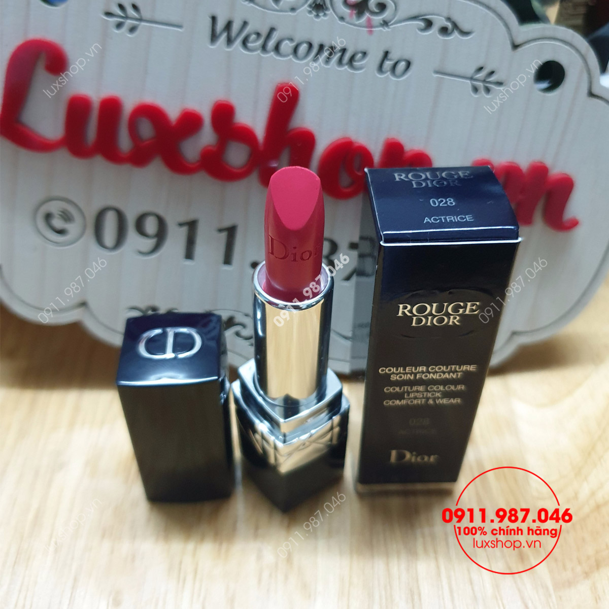 Son môi Dior Rouge 028 Actrice màu hồng đỏ ánh cam mini 1.5g chính hãng (Pháp) - L26218