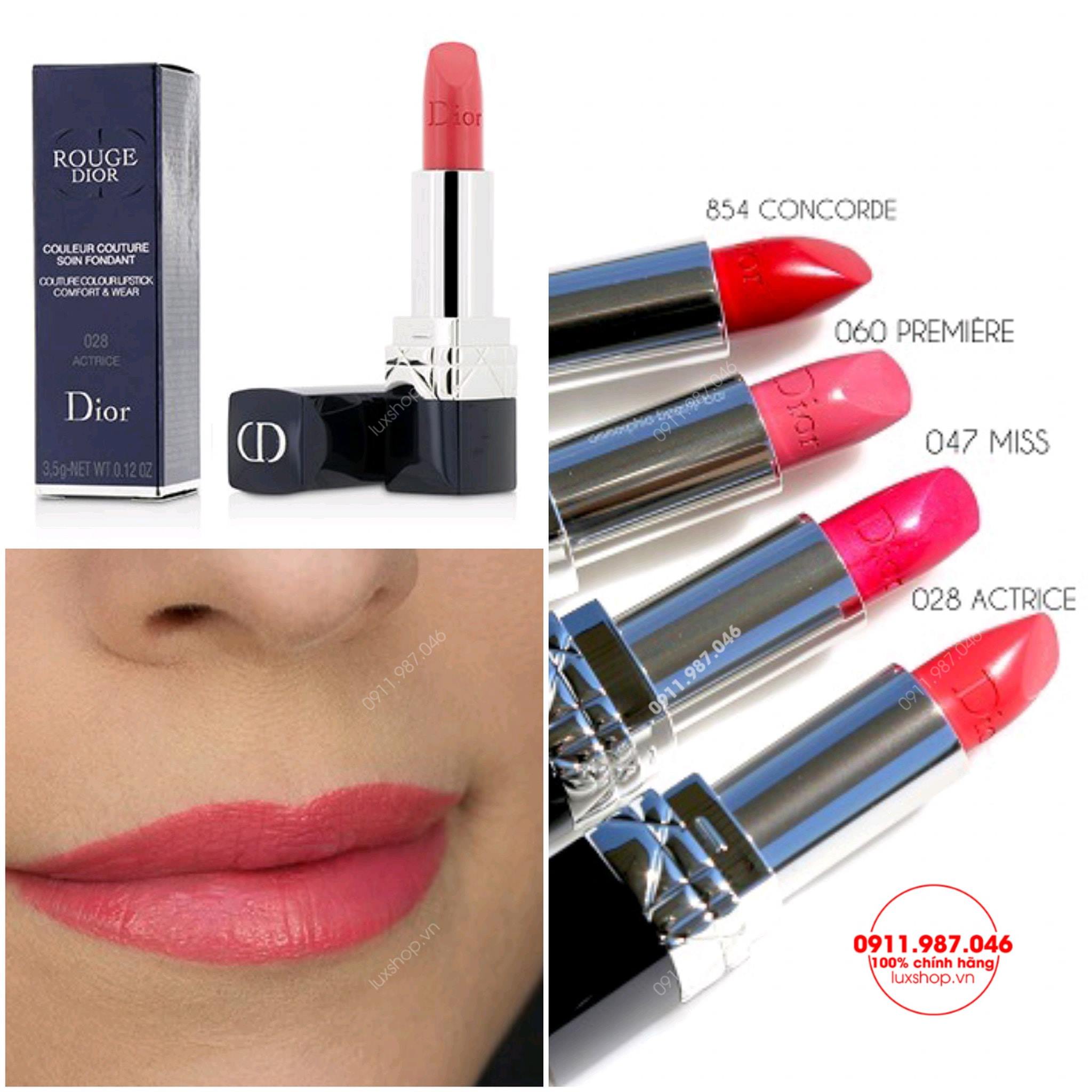 Son môi Dior Rouge 028 Actrice màu hồng đỏ ánh cam mini 1.5g chính hãng (Pháp) - L26218