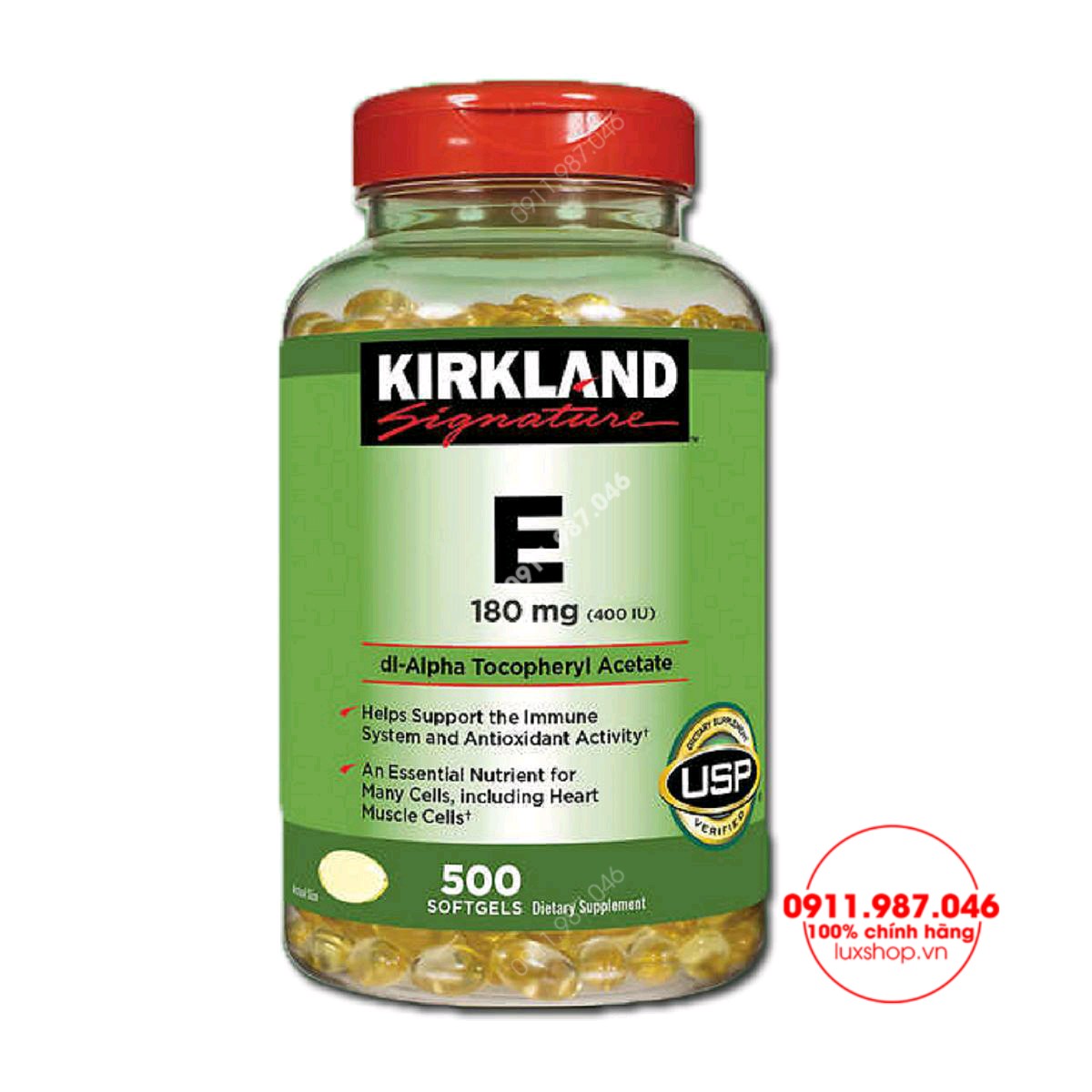 Viên uống Kirkland Vitamin E 400 IU 500 viên đẹp da chống lão hóa chính hãng (Mỹ)