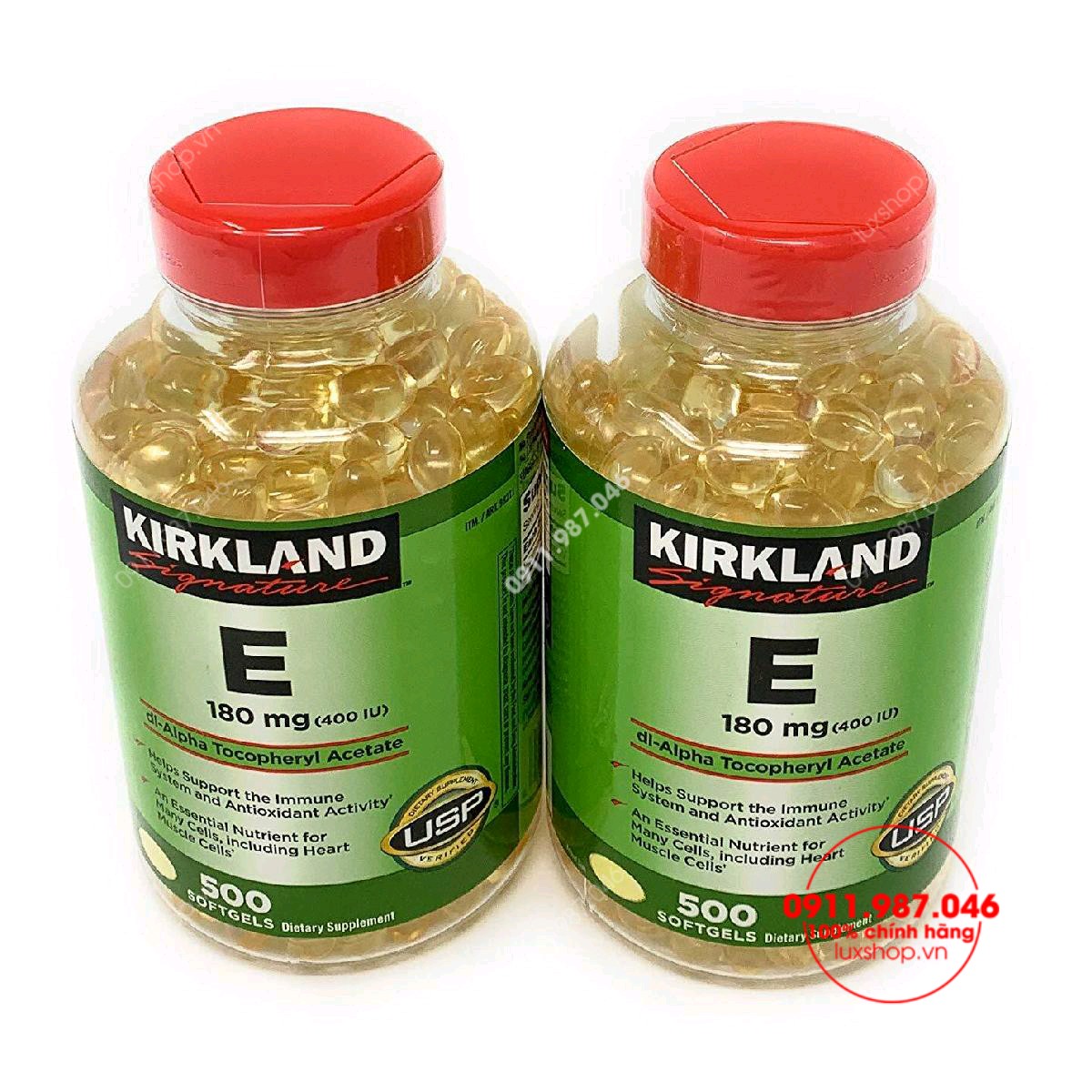 Viên uống Kirkland Vitamin E 400 IU 500 viên đẹp da chống lão hóa chính hãng (Mỹ)