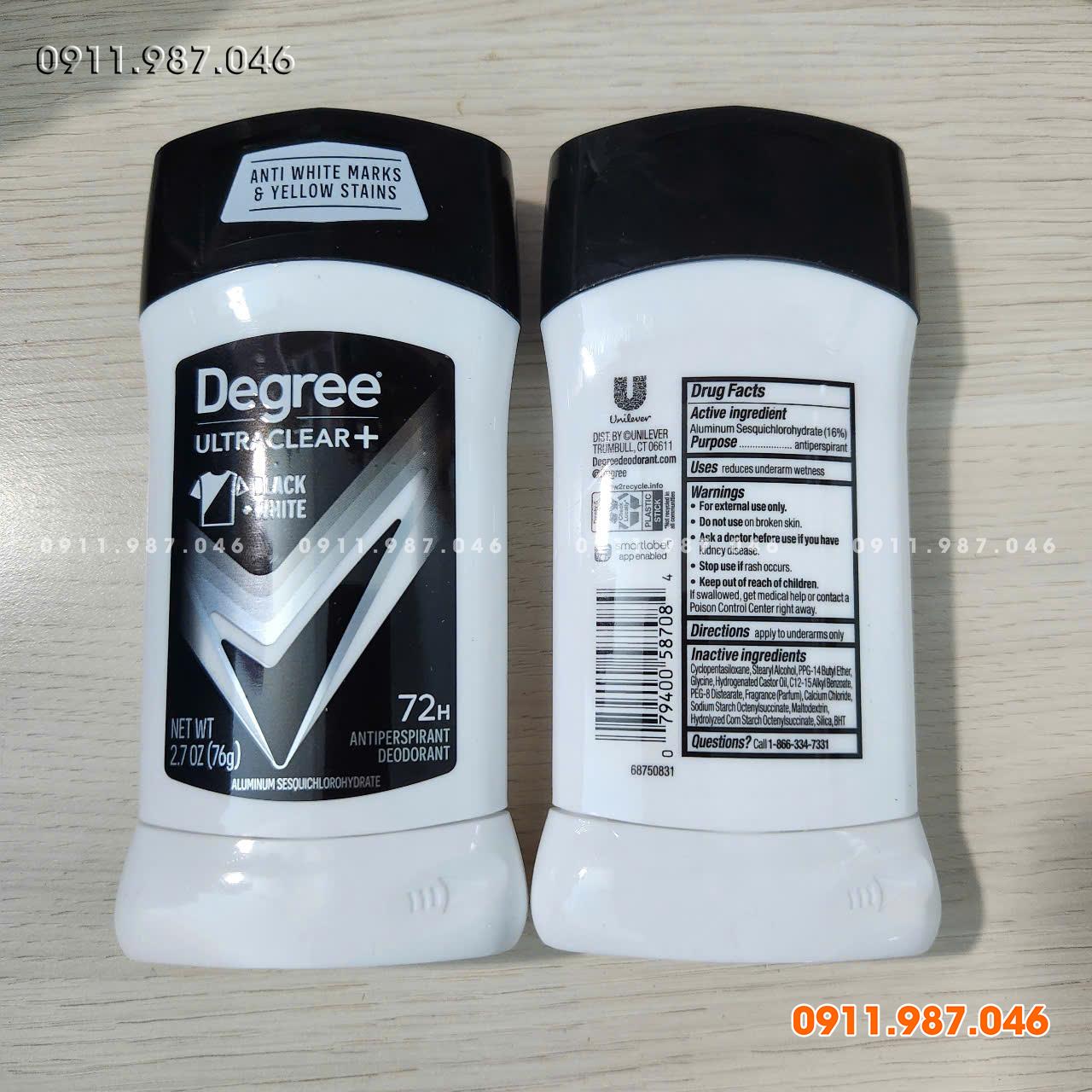 Lăn khử mùi nam Degree Ultraclear Black White chính hãng - LS102280