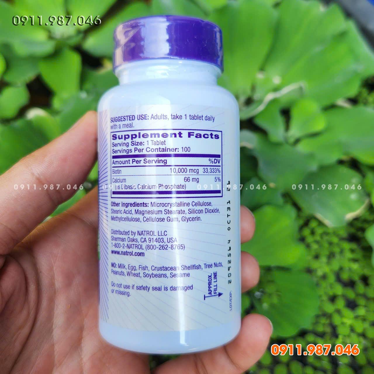 [100v] Natrol Biotin 10000mcg chính hãng (Mỹ) - PN102069