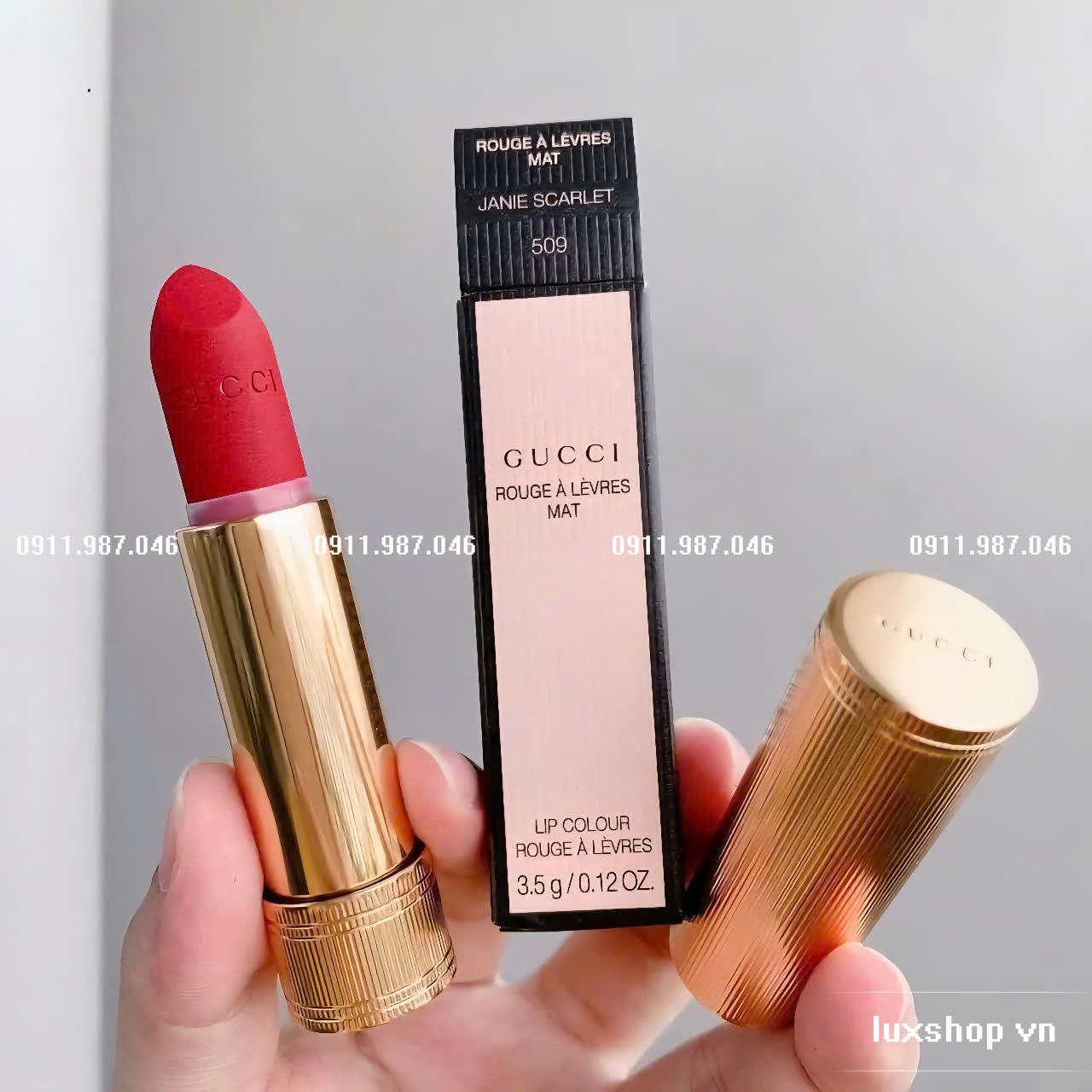 [Fullbox] Son Gucci 509 Janie Scarlet đỏ lạnh chính hãng - LS102282