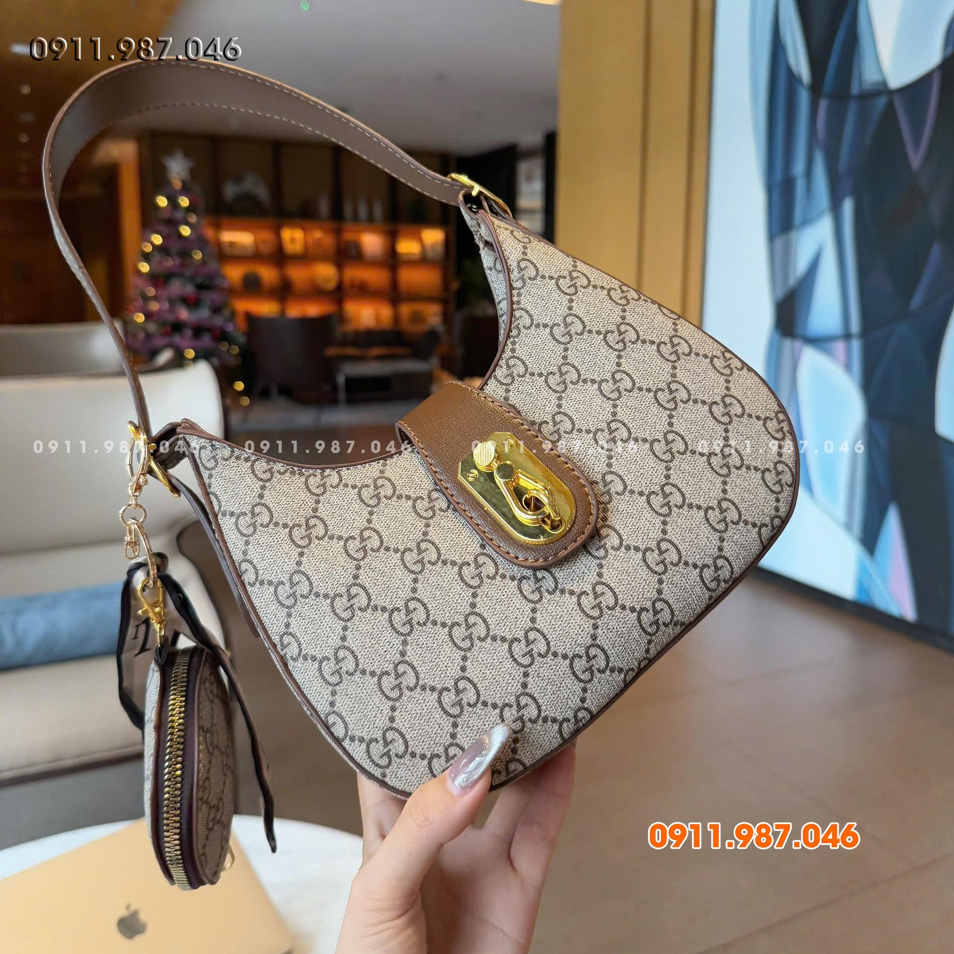 [22cm] Túi xách nữ Gucci kẹp nách đeo chéo hot tred kèm ví nhỏ đi làm đi chơi sang trọng - MYN102233