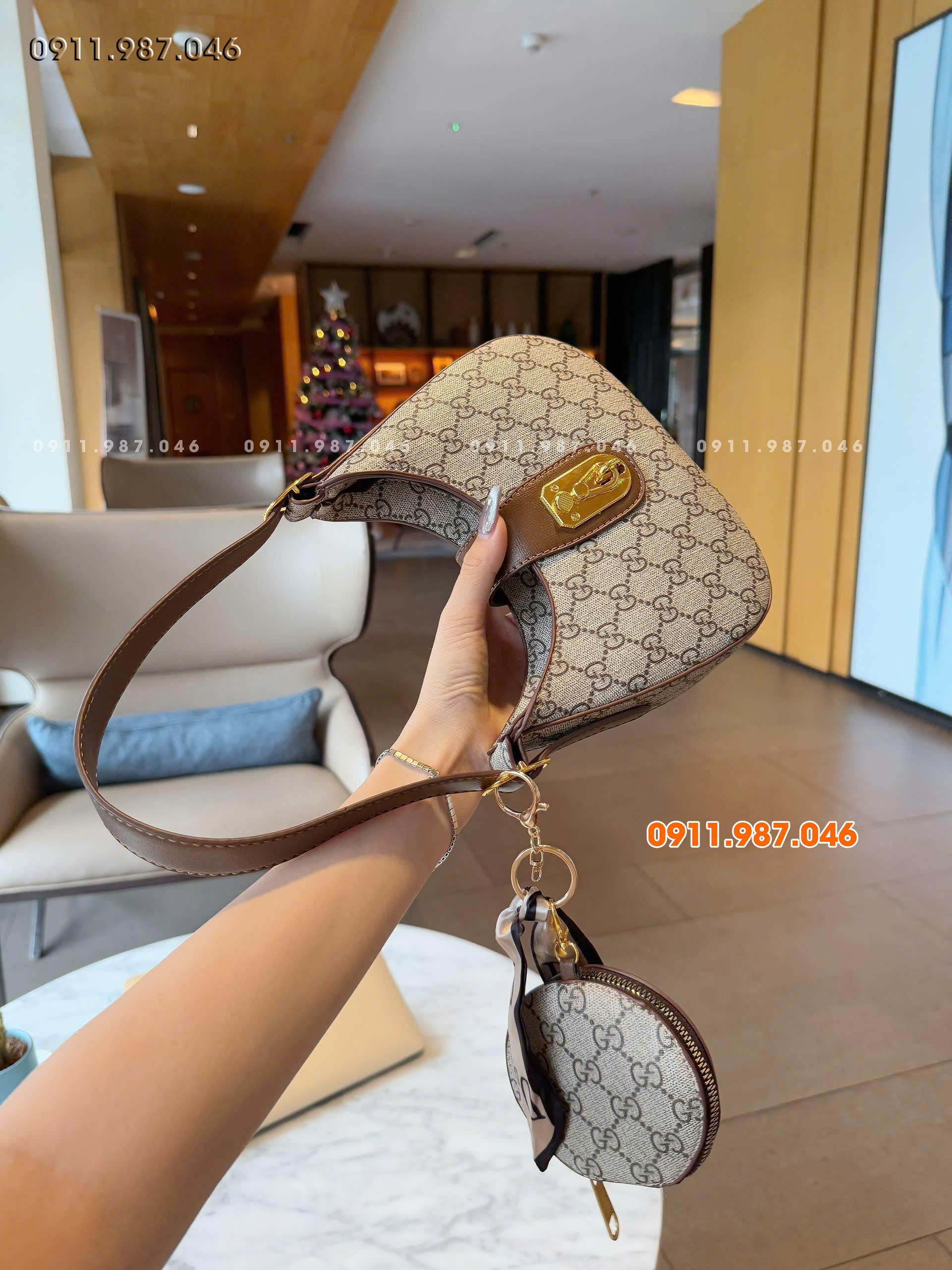 [22cm] Túi xách nữ Gucci kẹp nách đeo chéo hot tred kèm ví nhỏ đi làm đi chơi sang trọng - MYN102233