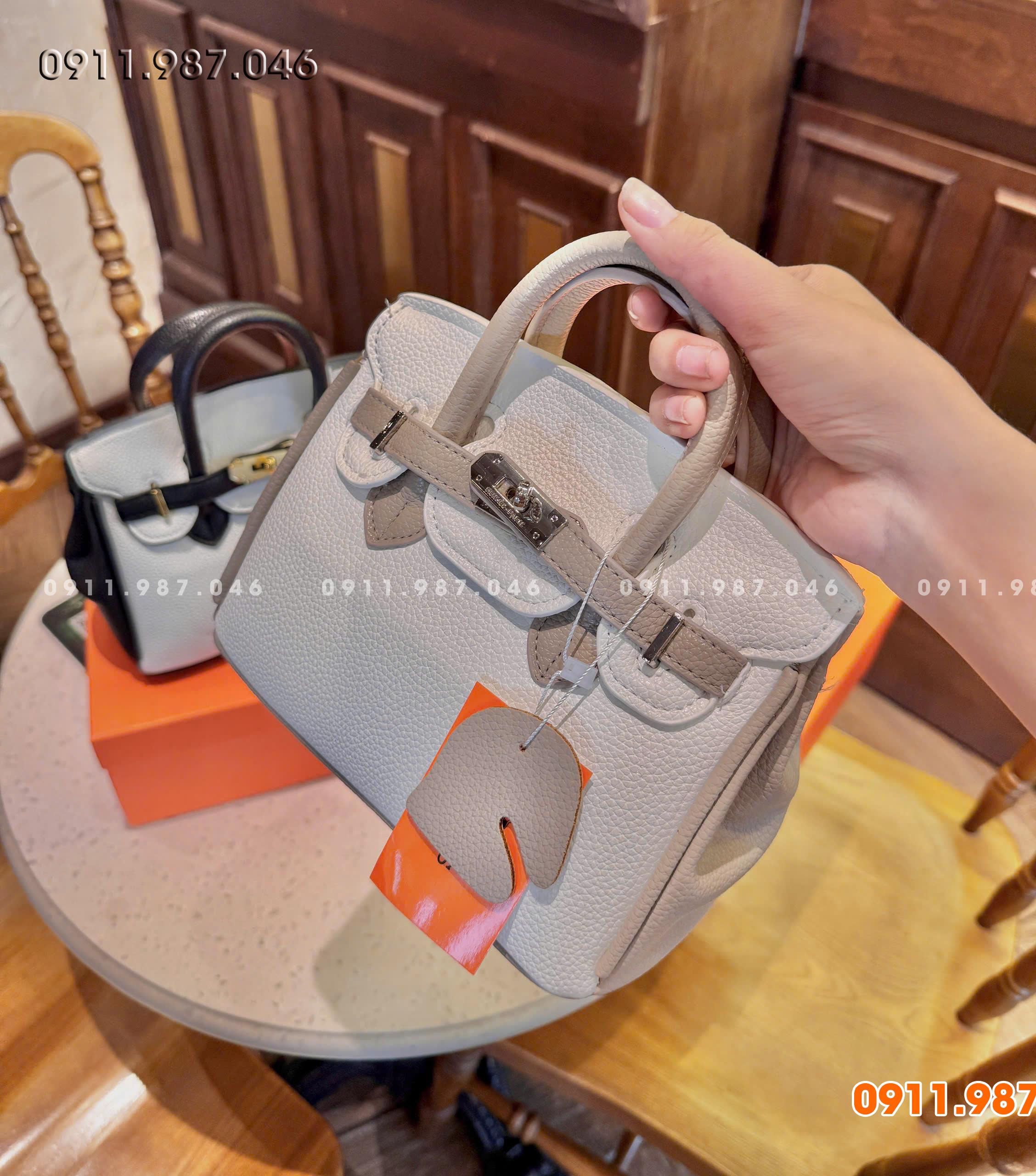 [20cm] Túi xách nữ HM da lỳ 2 quay tag vàng kèm dây đeo chéo, ổ khoá -TU023TXN102241