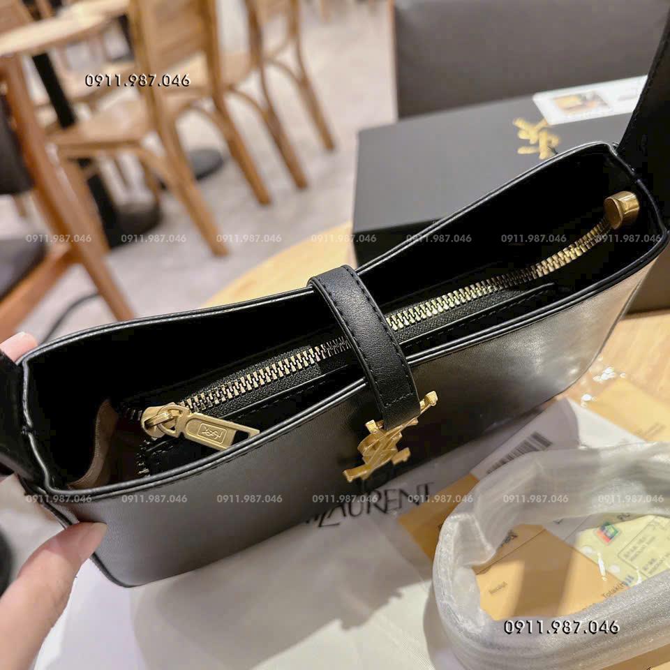 [23cm] Túi xách nữ YSL kẹp nách có dây đeo chéo, phụ kiện dập logo trong, có code nguyên seal - MYN102234