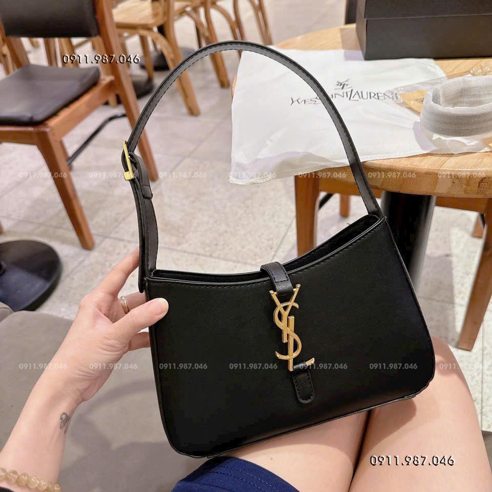 [23cm] Túi xách nữ YSL kẹp nách có dây đeo chéo, phụ kiện dập logo trong, có code nguyên seal - MYN102234