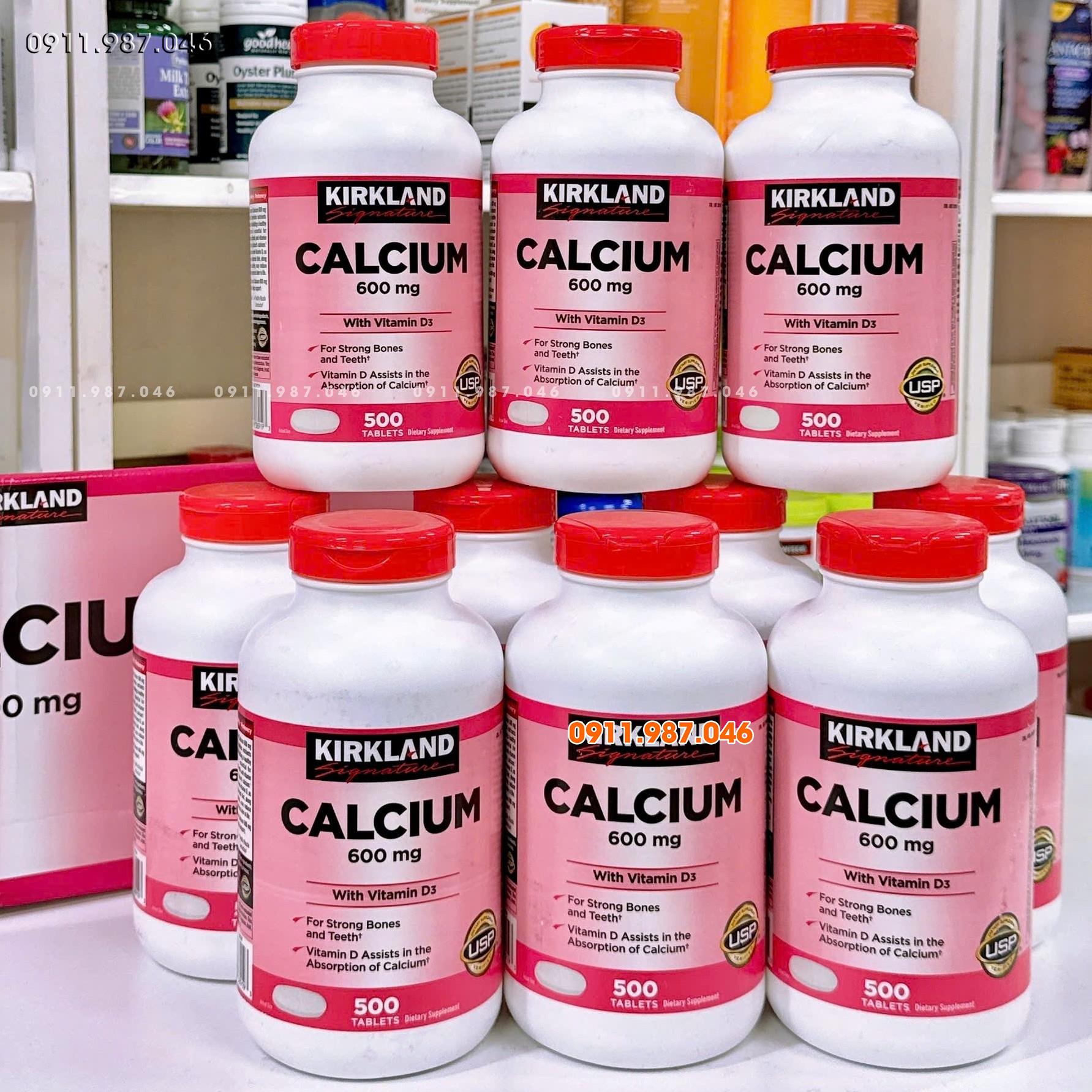 [11/2027] Viên uống Canxi Kirkland Calcium 600mg + D3 chính hãng Mỹ (500 Viên)