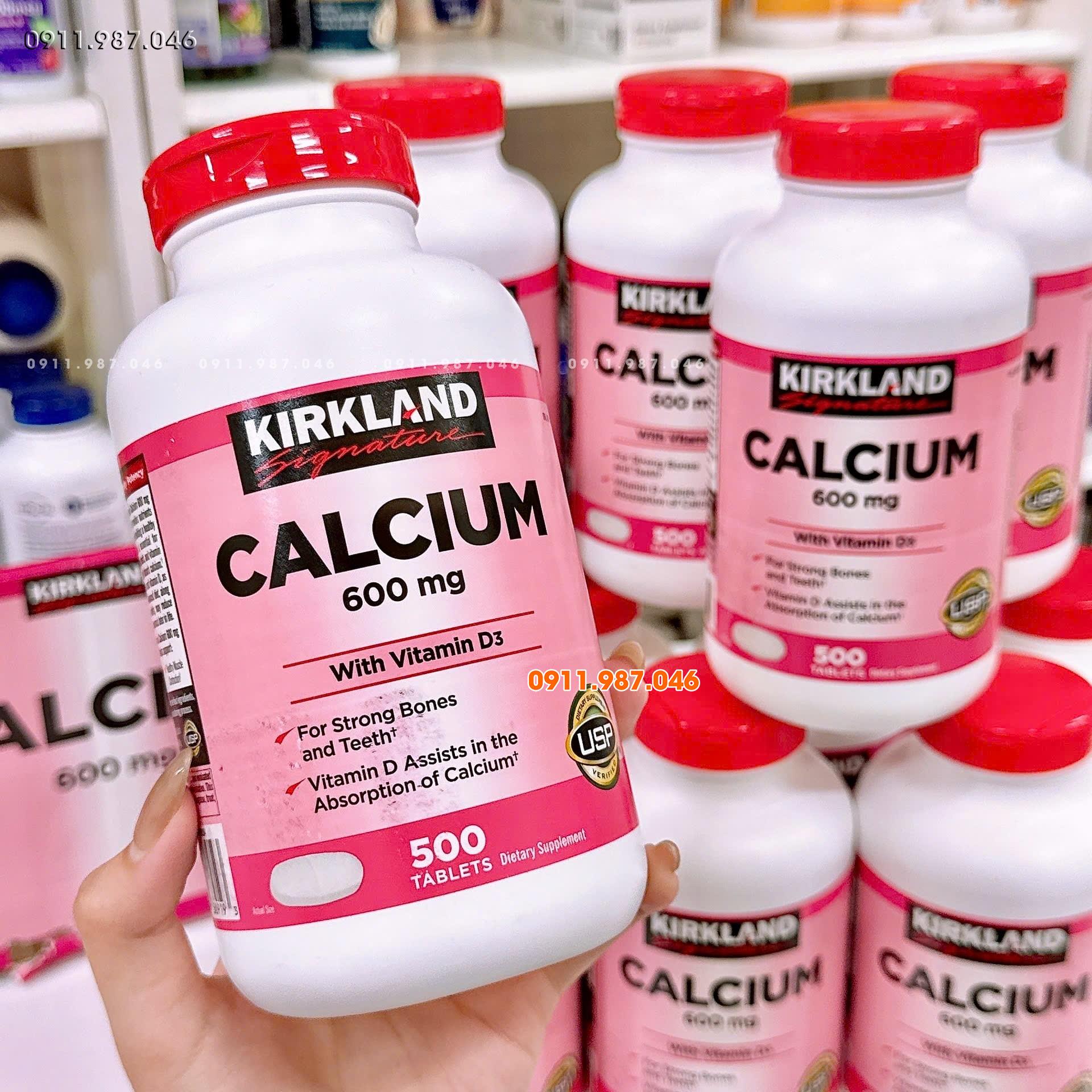 [11/2027] Viên uống Canxi Kirkland Calcium 600mg + D3 chính hãng Mỹ (500 Viên)