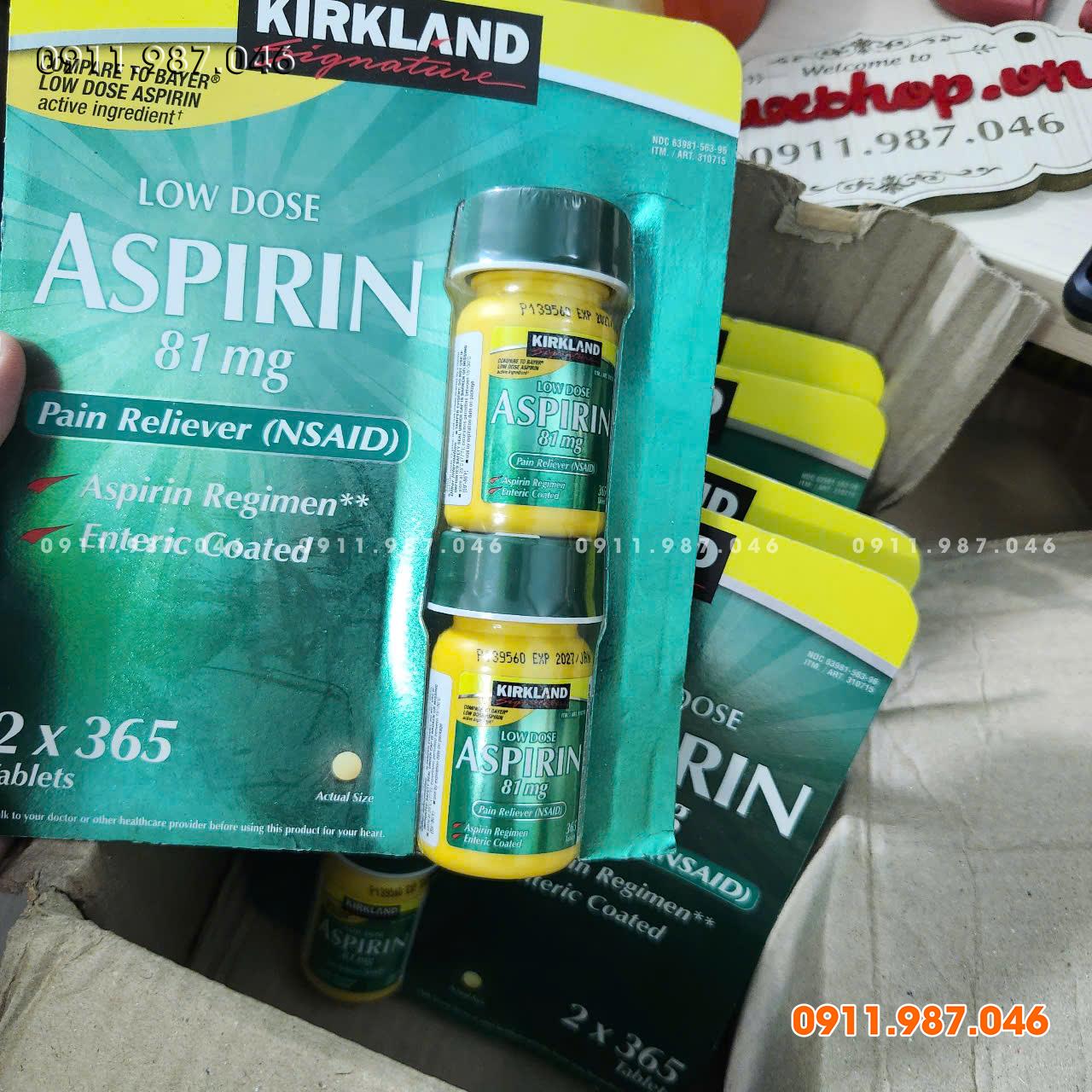 [1/2027] Viên uống ngừa đột quỵ Kirkland Aspirin 81mg chính hãng Mỹ (Set 2 lọ x 365 viên) - PN44098
