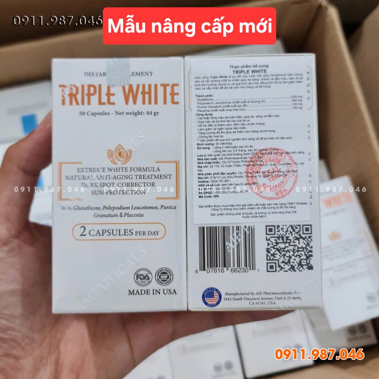 Viên uống trắng da Miracle Superior Double White Extra 60 viên mẫu mới chính hãng (Mỹ)