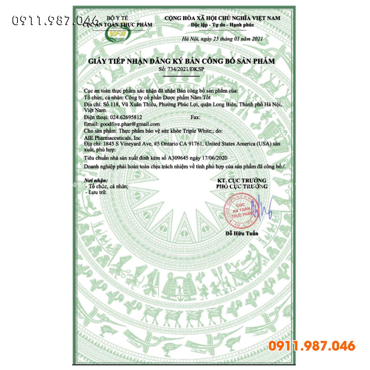 Viên uống trắng da Miracle Superior Double White Extra 60 viên mẫu mới chính hãng (Mỹ)