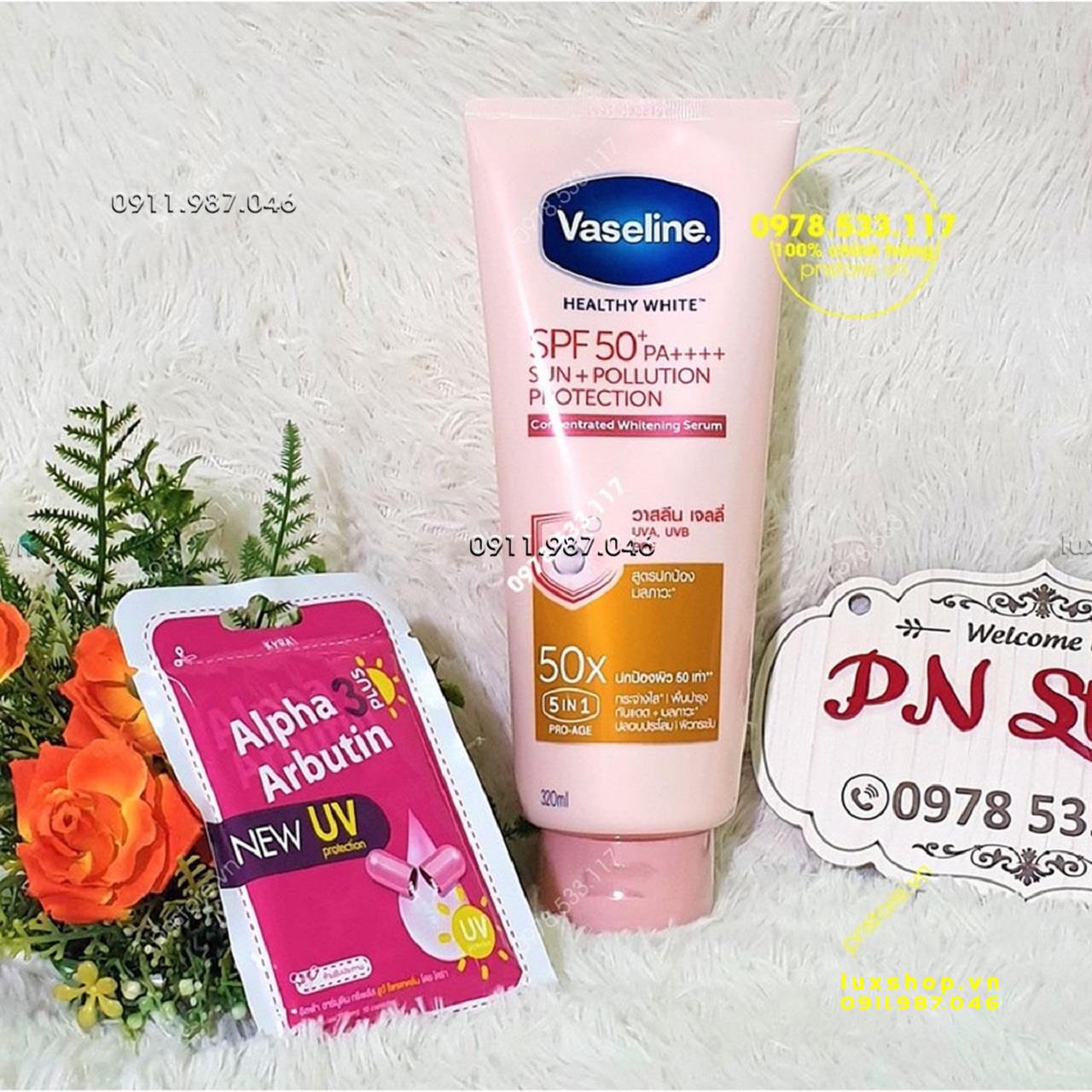 combo-duong-trang-da-vaseline-50x-va-vien-kich-trang-da-alpha-arbutin-chinh-hang-thai-lan